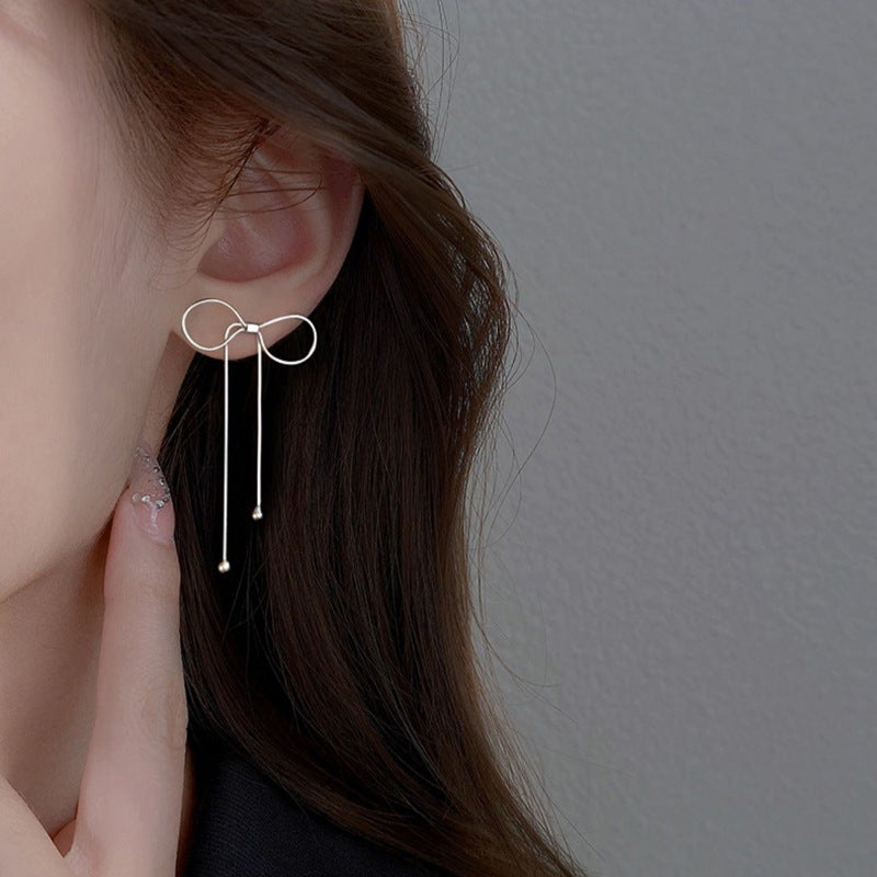 Ning Hollow Bow Fashionable Elegant High-grade Earrings