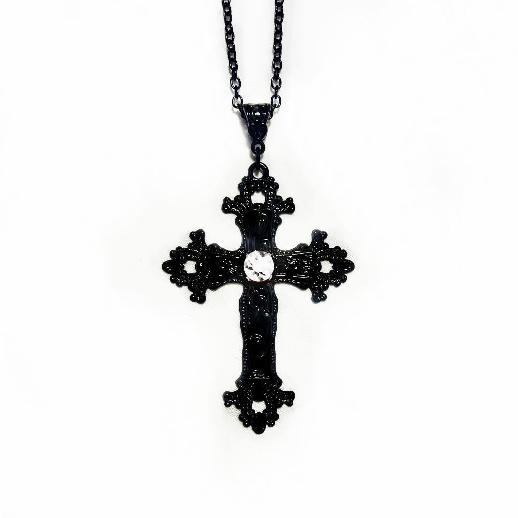 Black Cross Diamond Gothic Punk Aesthetic Necklaces