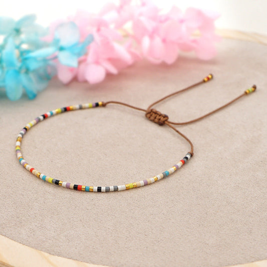 Women's Style Glass Beads Hand-woven Rainbow Friendship Bracelets