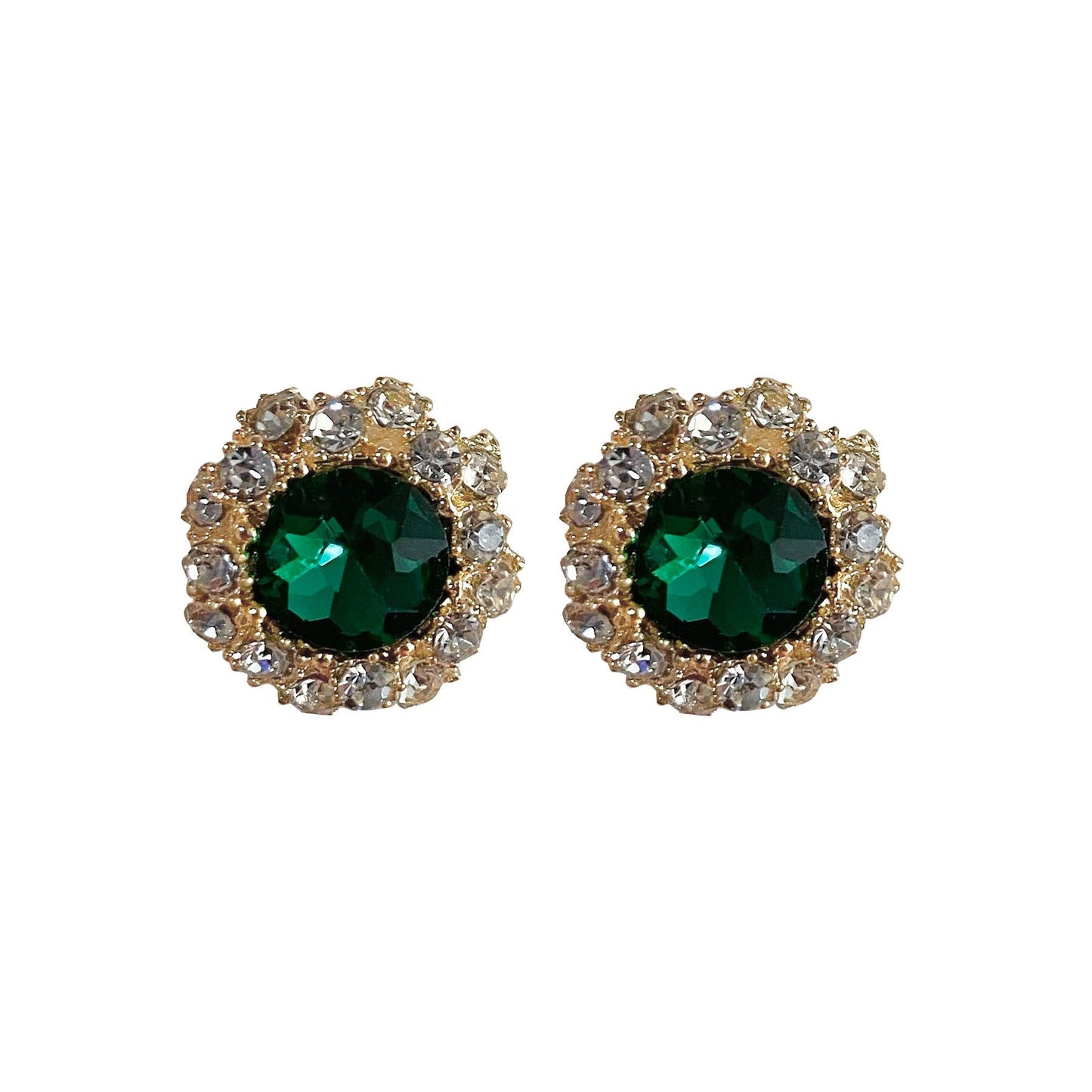 Needle Temperament Emerald Diamond Female Retro Earrings