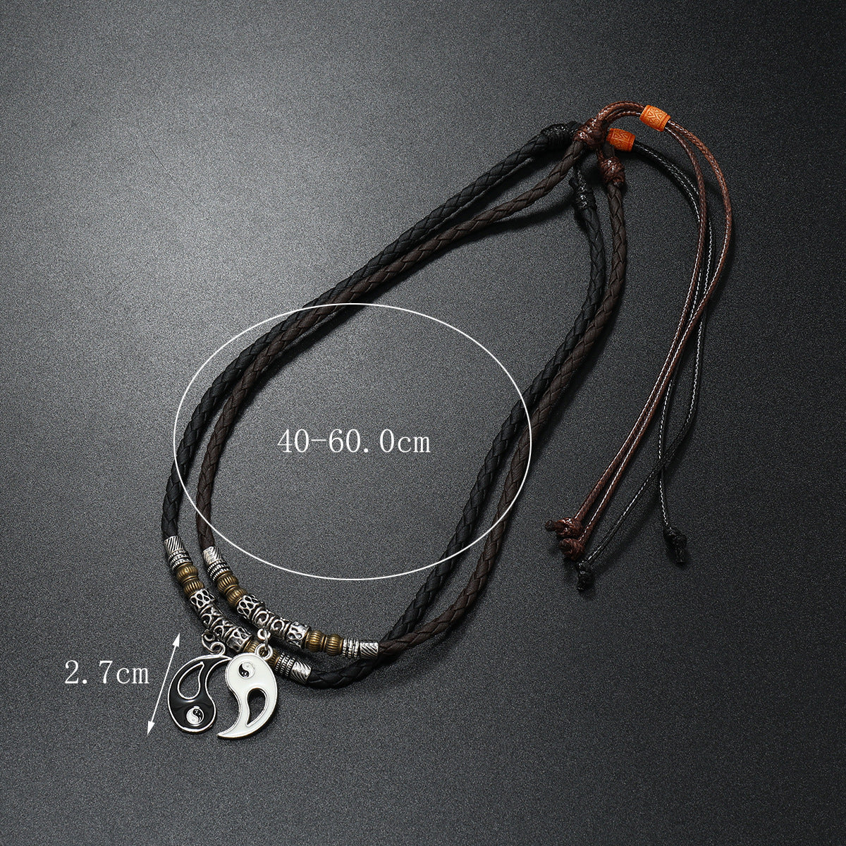 Women's & Men's Dragon Yin And Yang Leather String Pair Of Necklaces