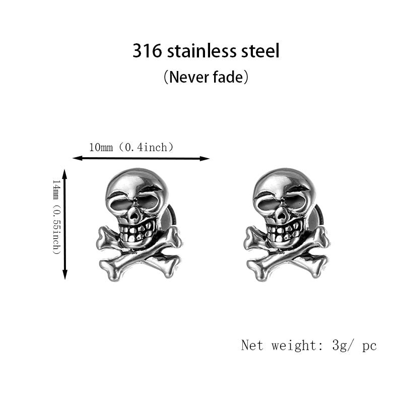 Men's Rock Skull Stainless Steel High-grade Dark Style Ear Earrings
