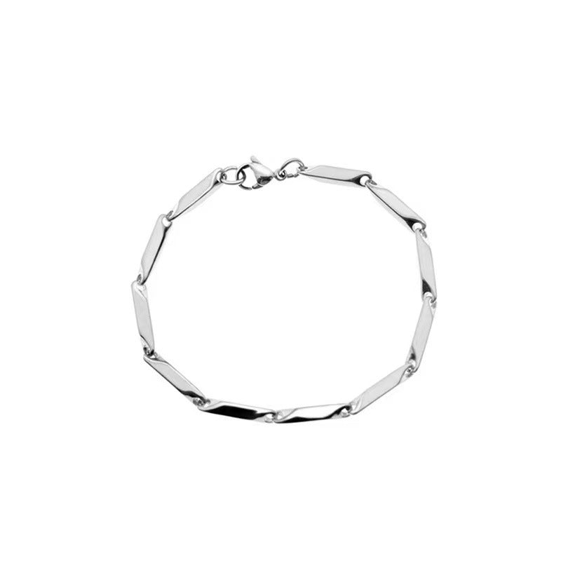 Women's & Men's & Titanium Steel Colorful Hardened Bamboo Leaf Chain Fashion Cuban Necklaces