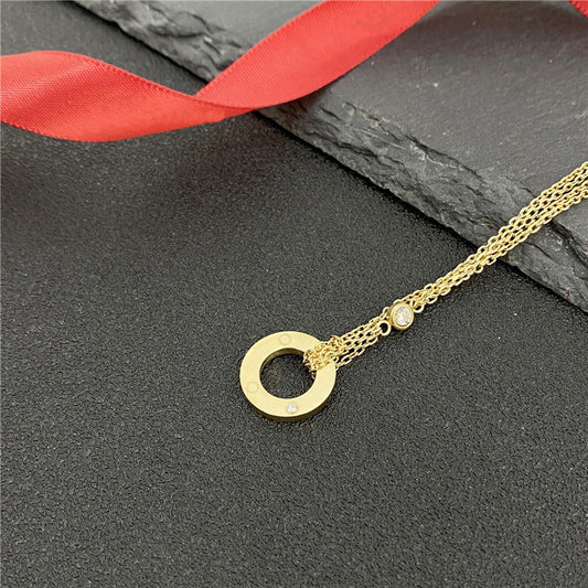 Double Big Cake Clavicle Chain Printed Necklaces