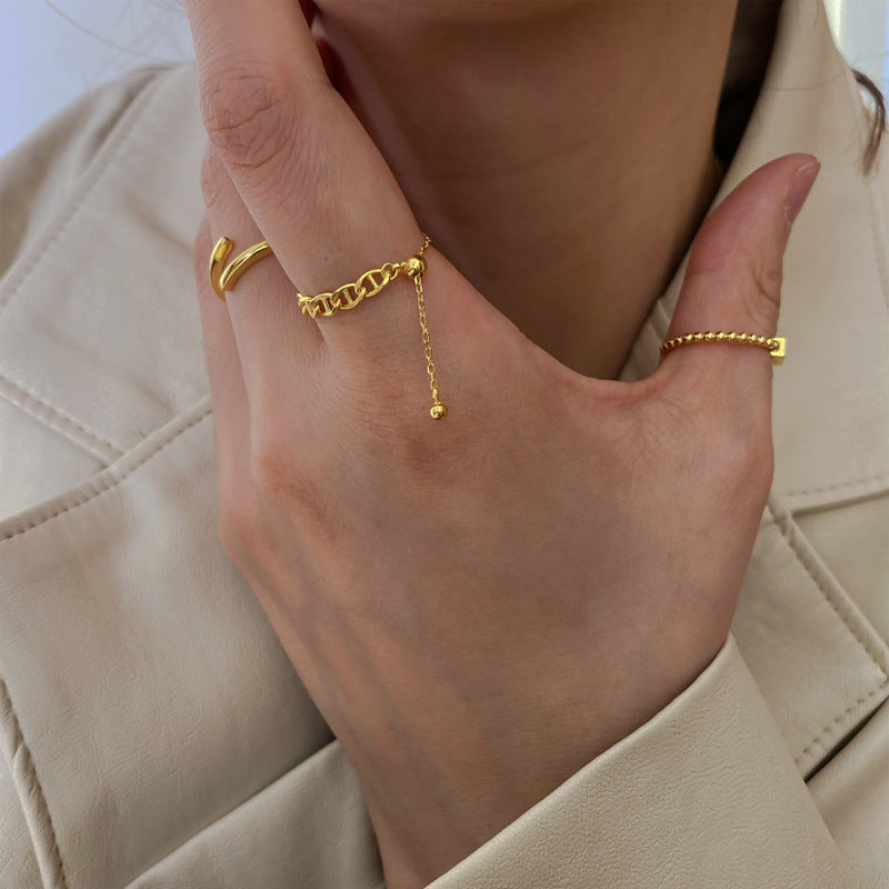 Women's Retro Adjustable Pull-out Chain Metal For Simple Rings