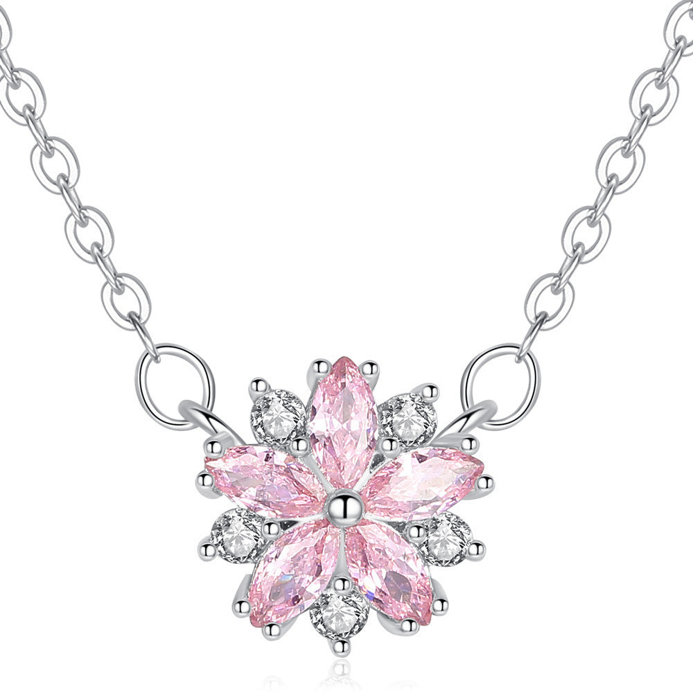 Copper Material Romantic Flower Zircon Light Rings