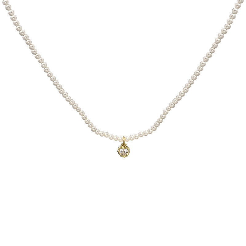 Women's Glass Pearl Heart Light Luxury High-grade Clavicle Chain Summer Necklaces
