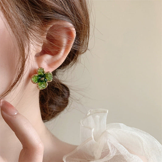 Crystal Flowers Female Niche Retro Personality Earrings