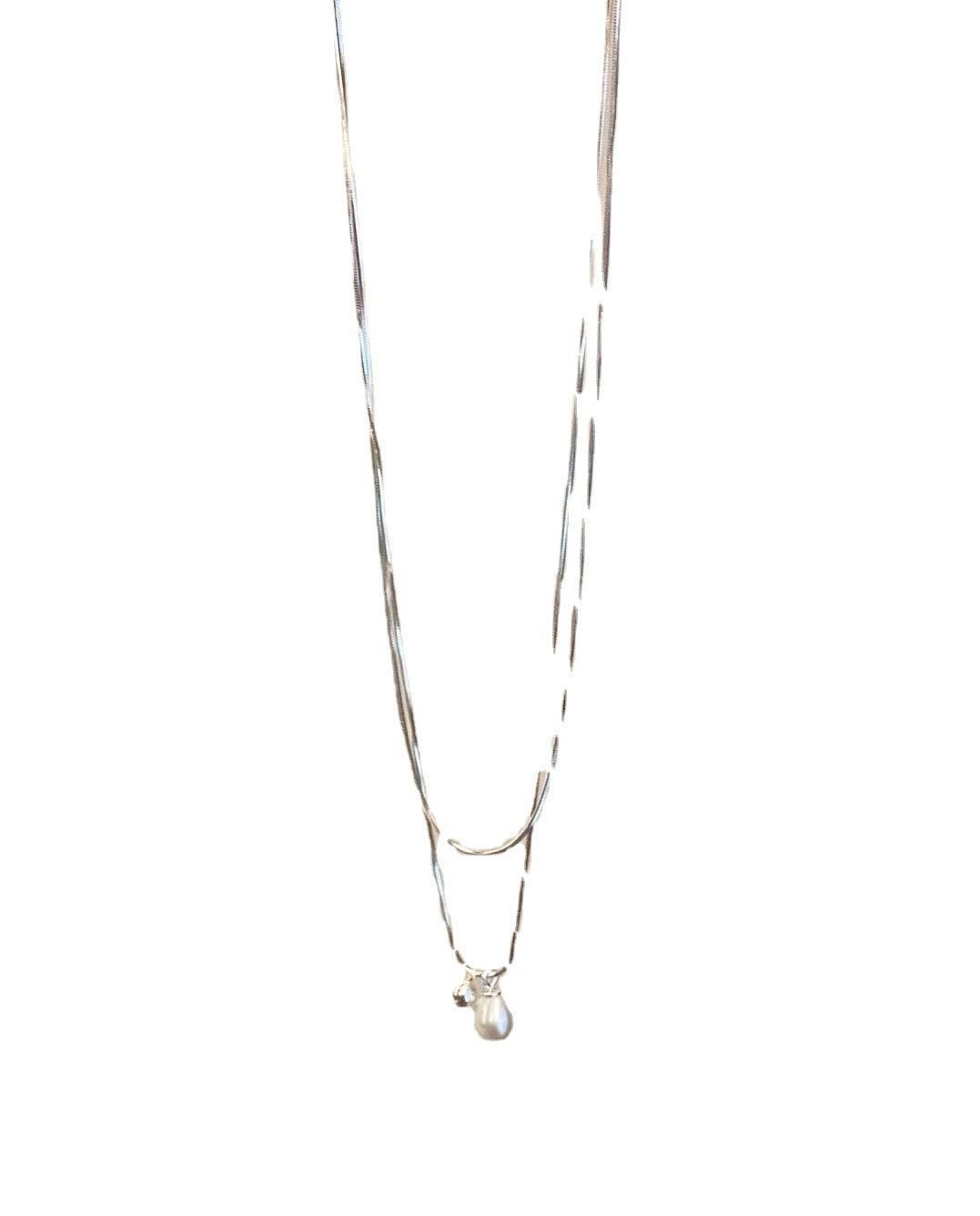 Women's Water Drop Pearl Advanced Design Sense Niche Temperament Double Necklaces