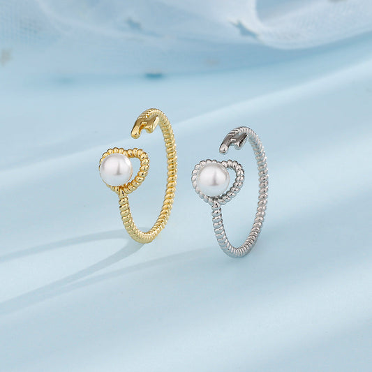 Sweet French Style Temperament Twist Heart-shaped Rings