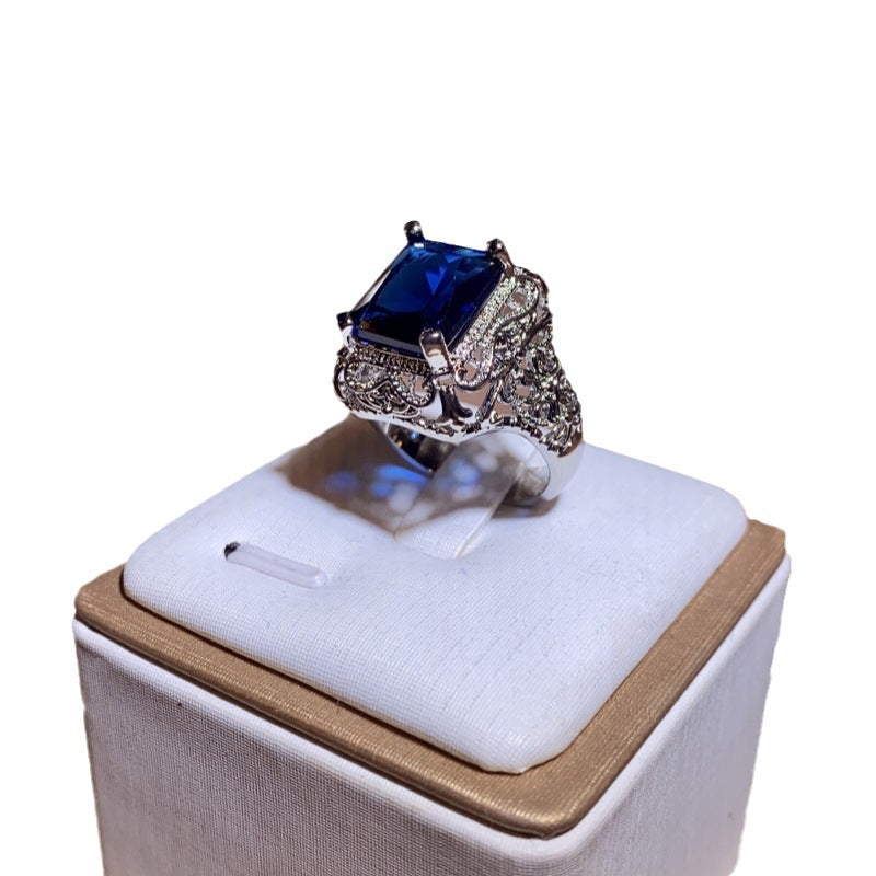 Versatile Slouchy Sier-plated Diamond Sapphire Engagement Rings