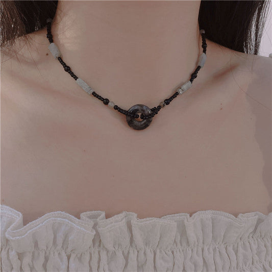 Beads Female Temperament Safety Buckle Pendant Vintage Beaded Necklaces