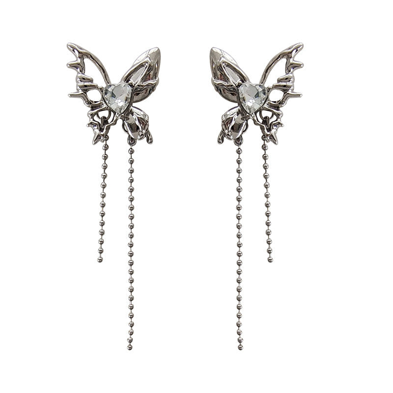 Sier Needle Sweet Cool Irregular Tassel Dignified Hollow Rings