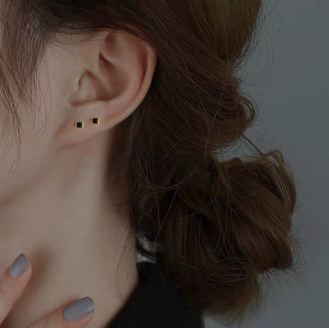 Sterling Sier Square Simple And Compact Earrings