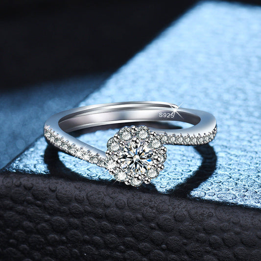 White Gold Plated Diamond Female Proposal Rings