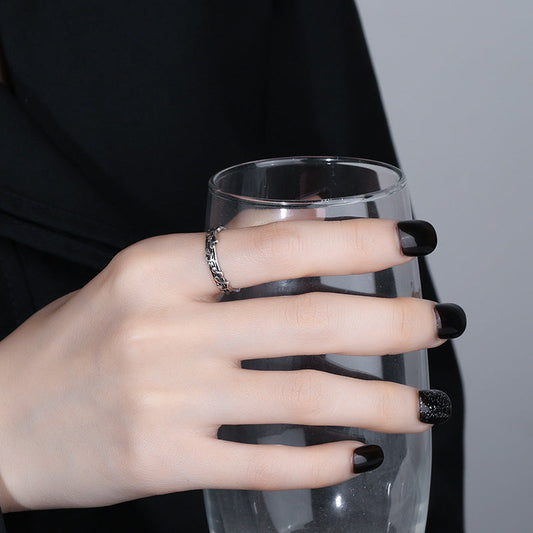 Score Female Mori Style Artistic Retro Distressed Thailand Sier Rings