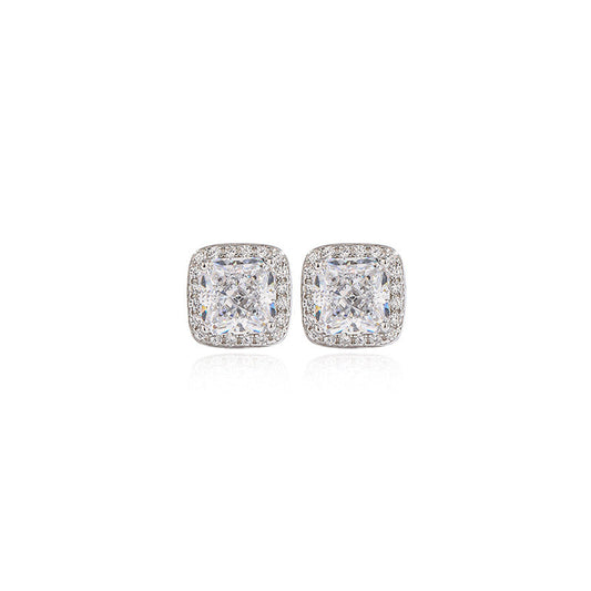 Women's Carbon Diamond Square For Niche Temperament Ice Earrings