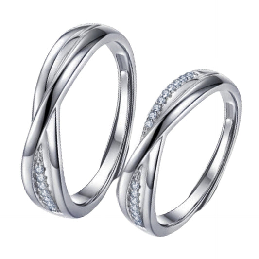 Women's & Men's & Interwoven Micro Inlaid Zircon Couple Rings
