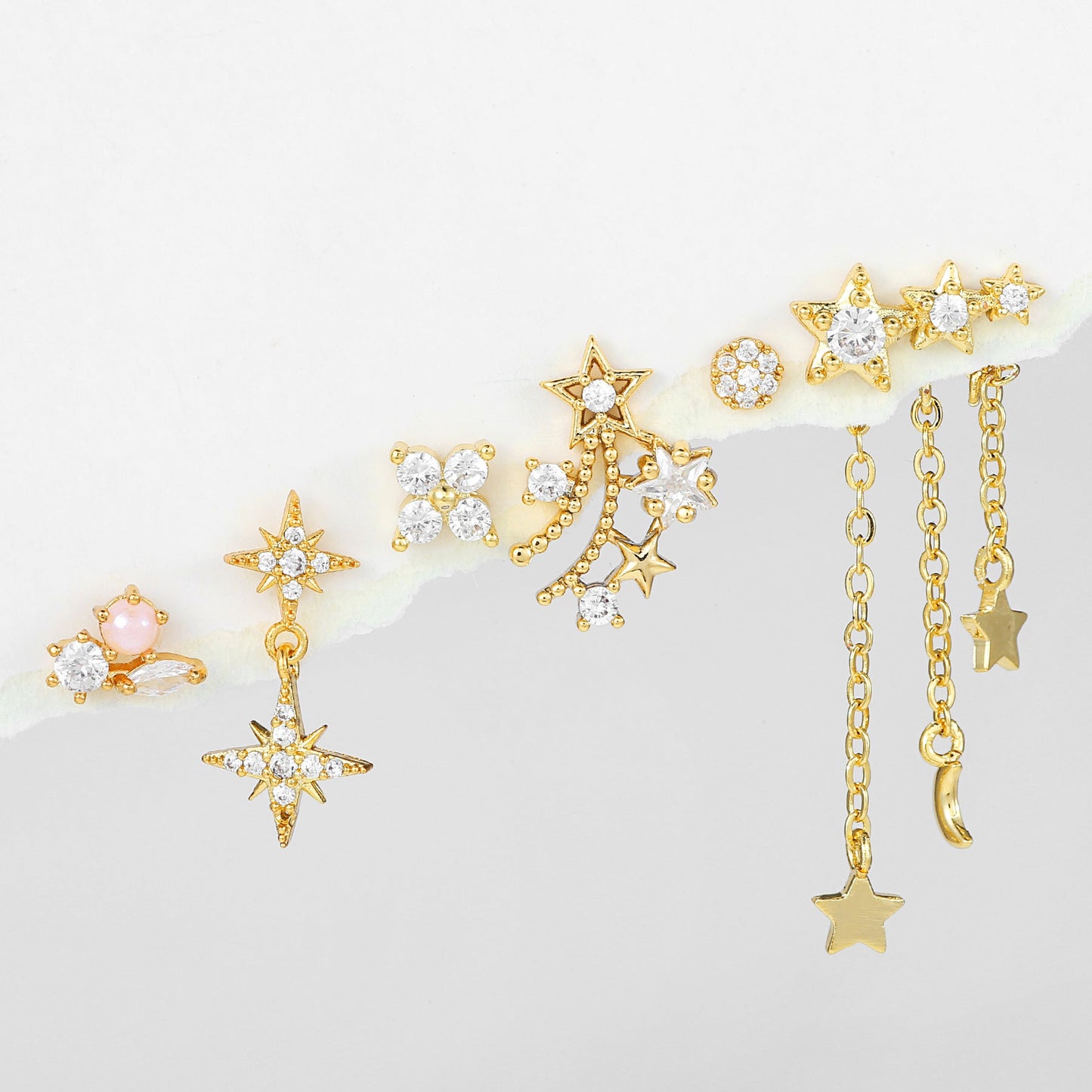 Needle Suit Micro Temperament Eight Awn Earrings