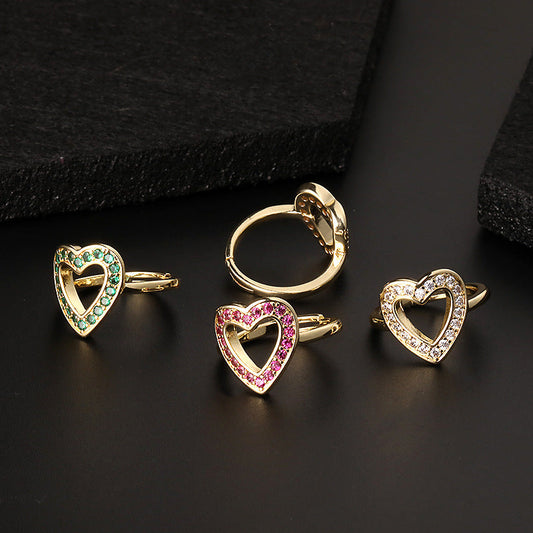 Luxury Personalized Niche Design Colorful Heart-shaped Rings