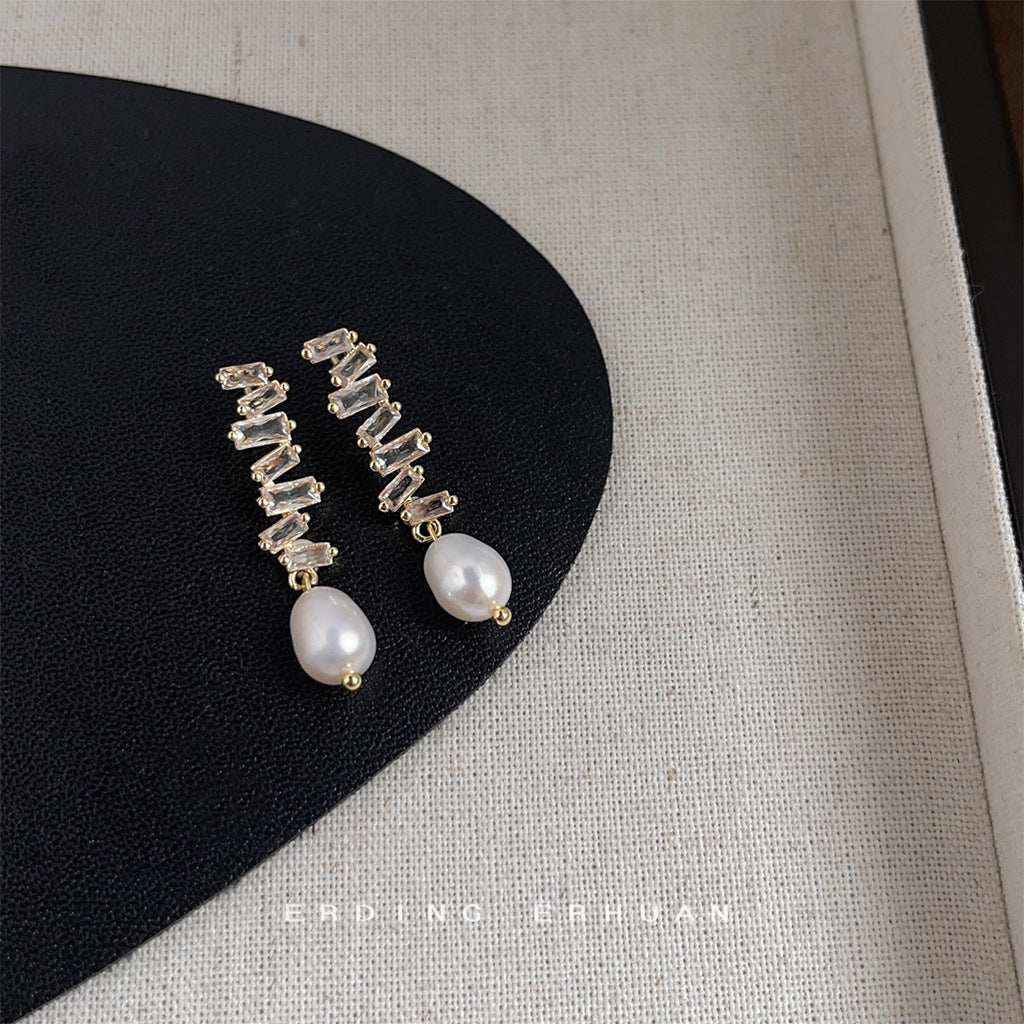 Collection Freshwater Pearl Handmade Sier Needle Earrings