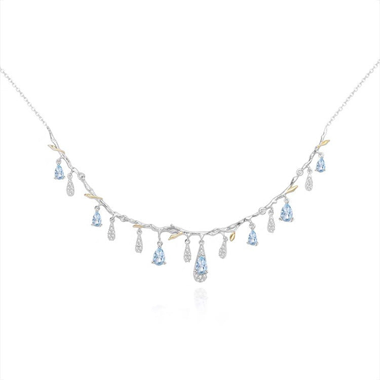 Zircon Water Drops Tassel Female Personality Necklaces