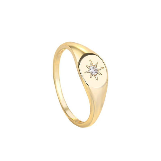 Gold Plated Six-pointed Star Sterling Sier Rings
