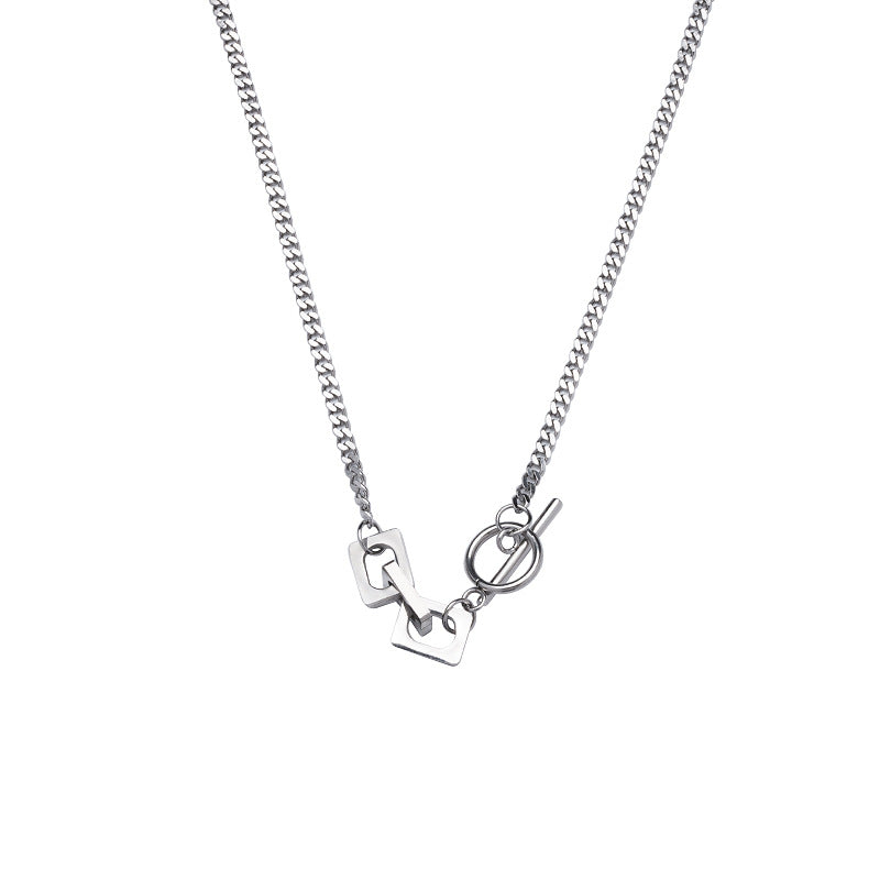 Women's & Men's & Square Buckle Titanium Steel For And Trendy Cool Necklaces