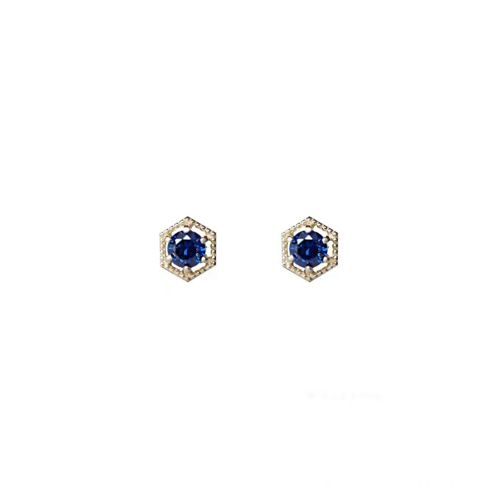 Women's Sterling Sier Gold-plated Blue Pointed Crystal High-grade Earrings