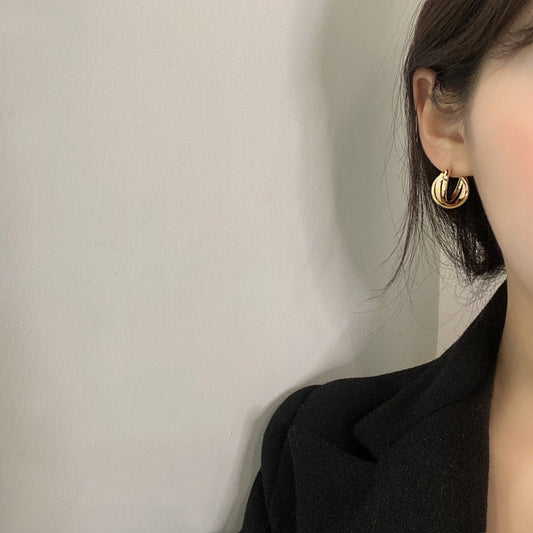 Gold Word Ear Simple Graceful Matte Rings