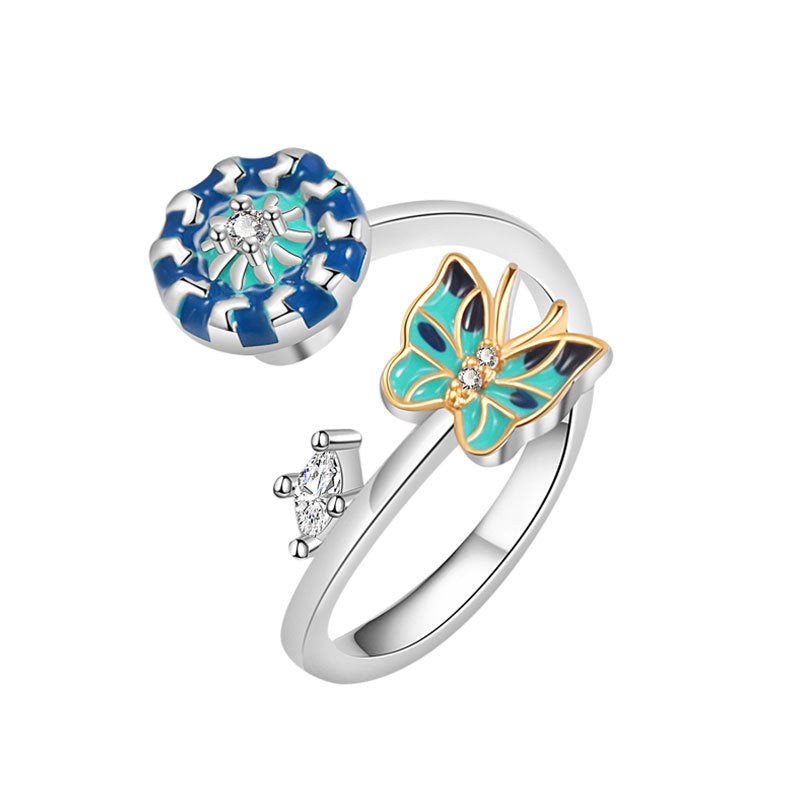 Opening Adjustable Butterfly Flower Can Be Rings