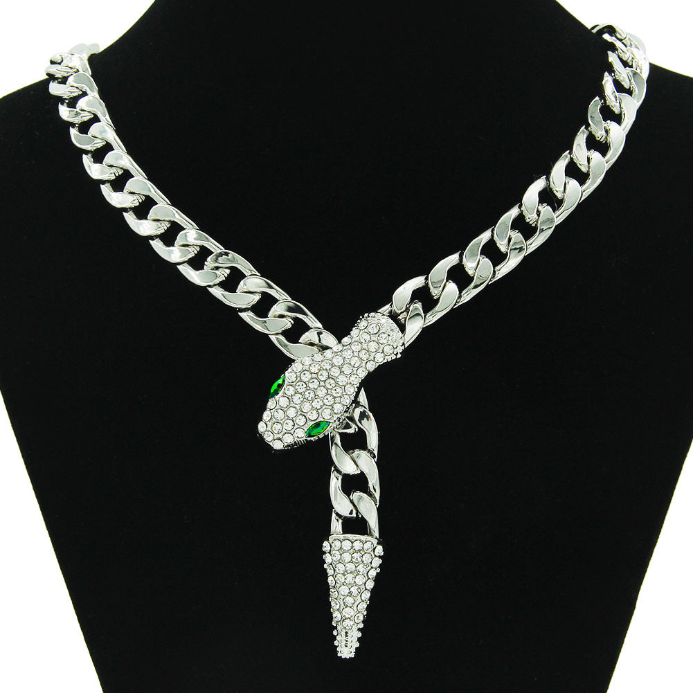 Short Full Diamond Snake Head Magnetic Necklaces