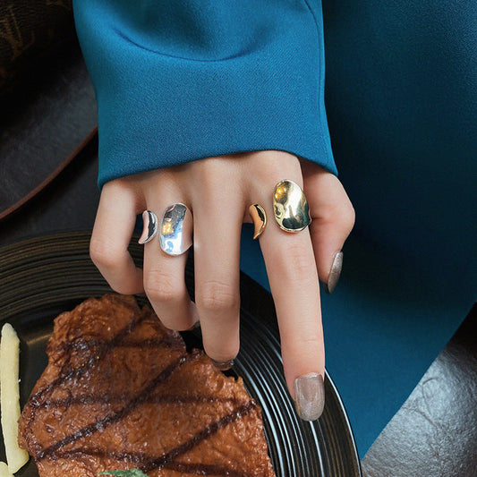 Women's Wide Glossy Open Tail Finger Cold Rings