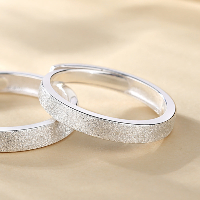 Sier Frosted Couple Niche Simple Korean Rings