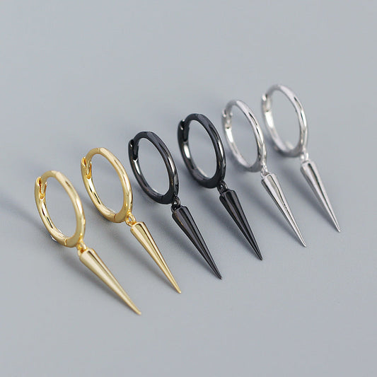 Sier Ear Clip Metallic Rivets Conical Earrings