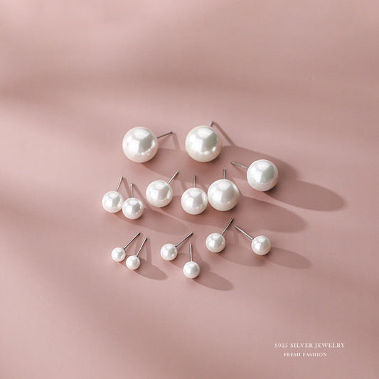 Women's Pearl Sterling Sier Korean Style Simple Earrings