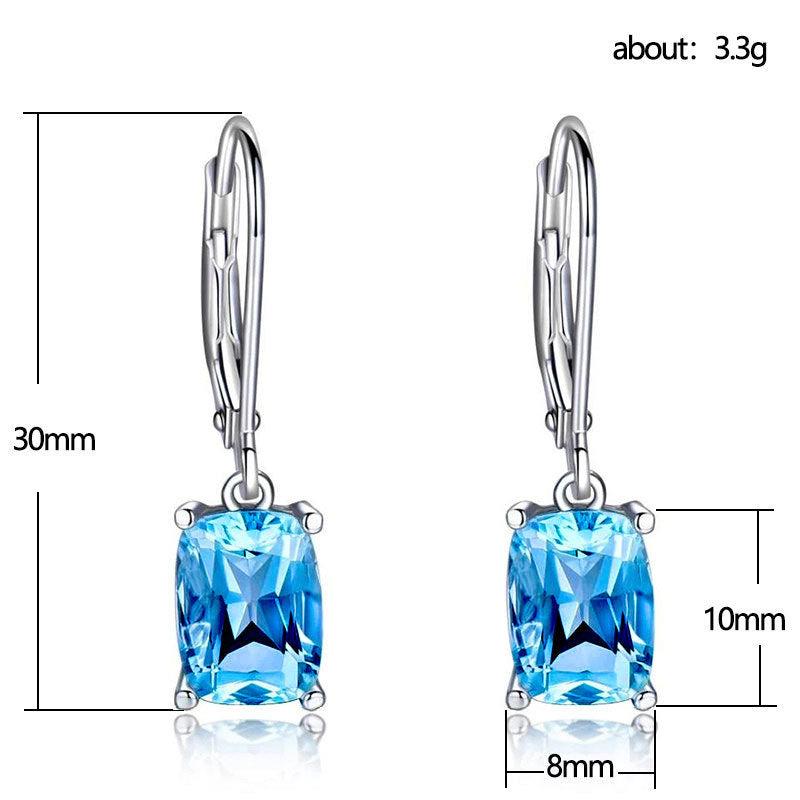 Blue Topaz Drop Female Simple Zircon Earrings
