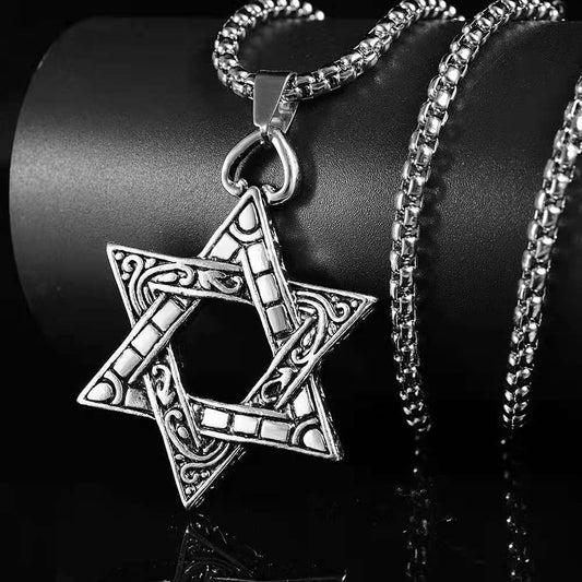 Men's Double-sided Six-pointed Star Alloy Pendant Personalized Necklaces