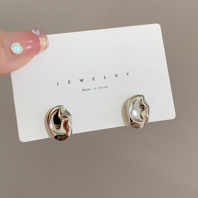 Women's Sier Needle Metallic Irregular Geometric Ear Earrings
