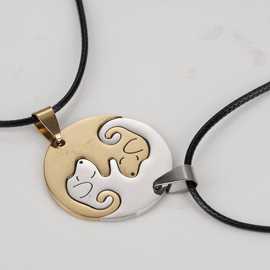 Women's & Men's Steel Dog Couple Sweater Chain Pendant Necklaces