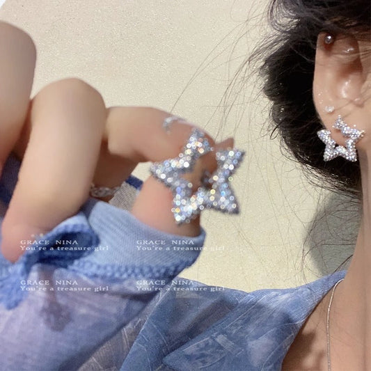 Rhinestone Star Ear Female Sense Light Earrings