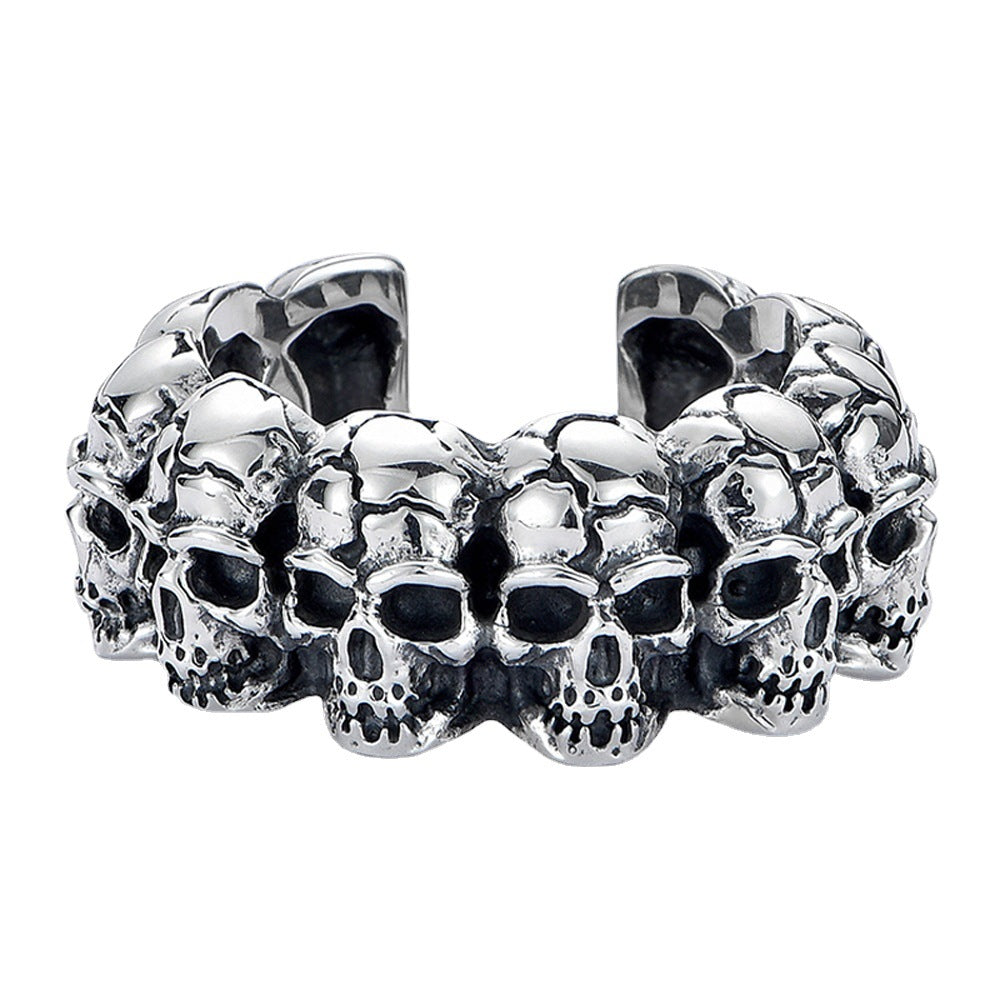 Men's Sier Skull Fashion High-grade Retro Personality Rings