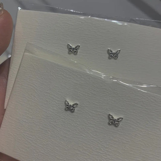 Women's Summer Mini Sier Small Butterfly Ear Rings