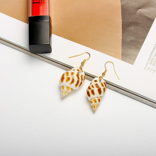 Creative Natural Shell Bohemian Conch Babylonia Earrings