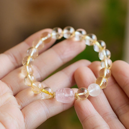 Natural Citrine Pi Female Wealth Rolling Pink Crystal Bracelets