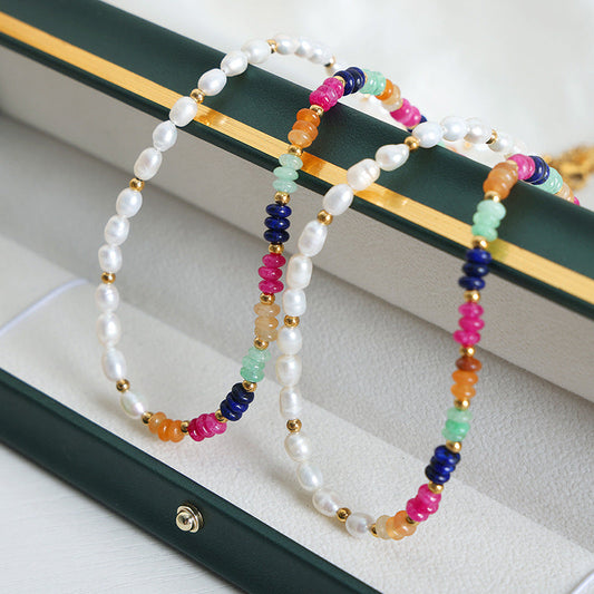 Women's High-grade Baroque Freshwater Colorful Pearl Natural Stone Necklaces