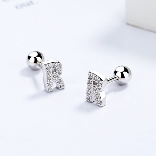 Sier Screw Thread Alphabet Letter Female Shape Rings