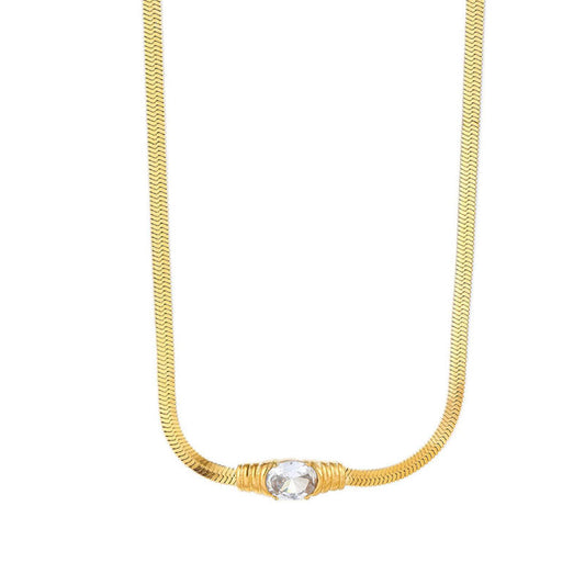 Emerald Oval Diamond Titanium Steel Niche High Sense Snake Necklaces