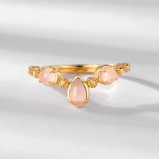 Simple Geometric Drop-shaped Synthetic Opal Sterling Rings