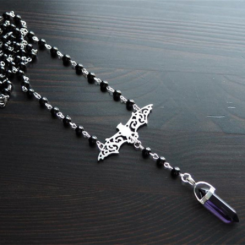 Fashion Simple Jewelry Moon Hexagon Prism Bat Necklaces